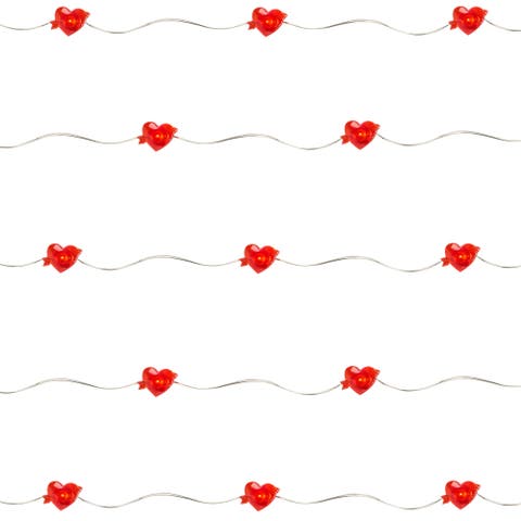 20-Count Valentine's Day Heart and Arrow LED Fairy Lights, 6.25ft, Copper Wire