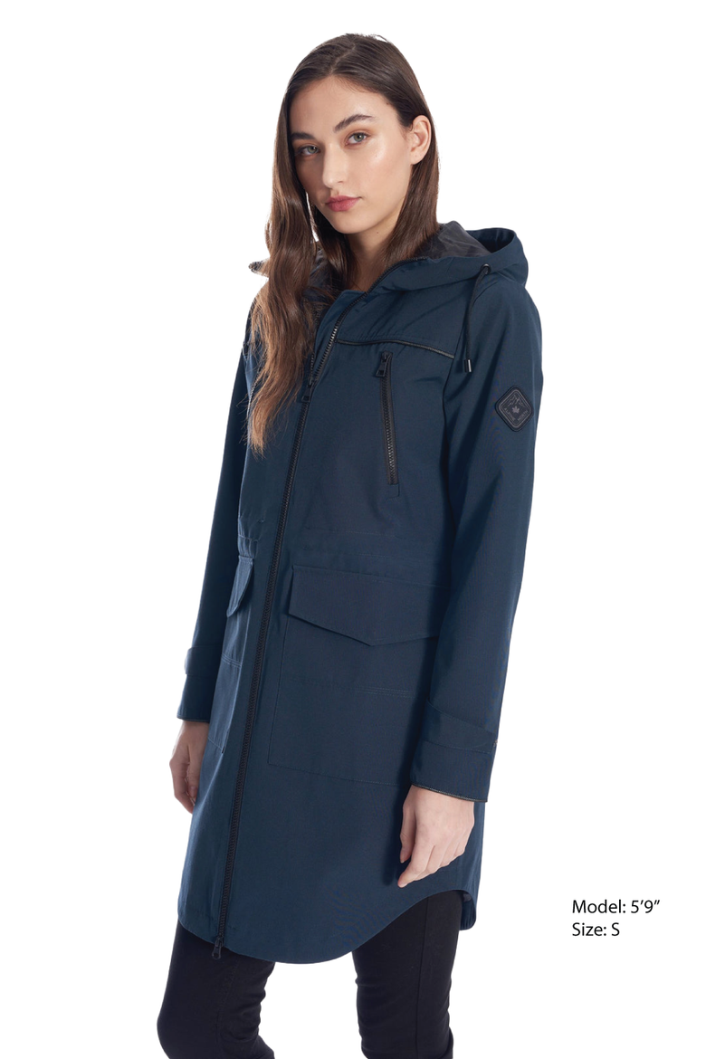 Kusawa - Mid-length Hooded Drawstring-Waist Raincoat, Alternate, color, Navy