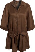 Elan Linen Cover-Up Romper