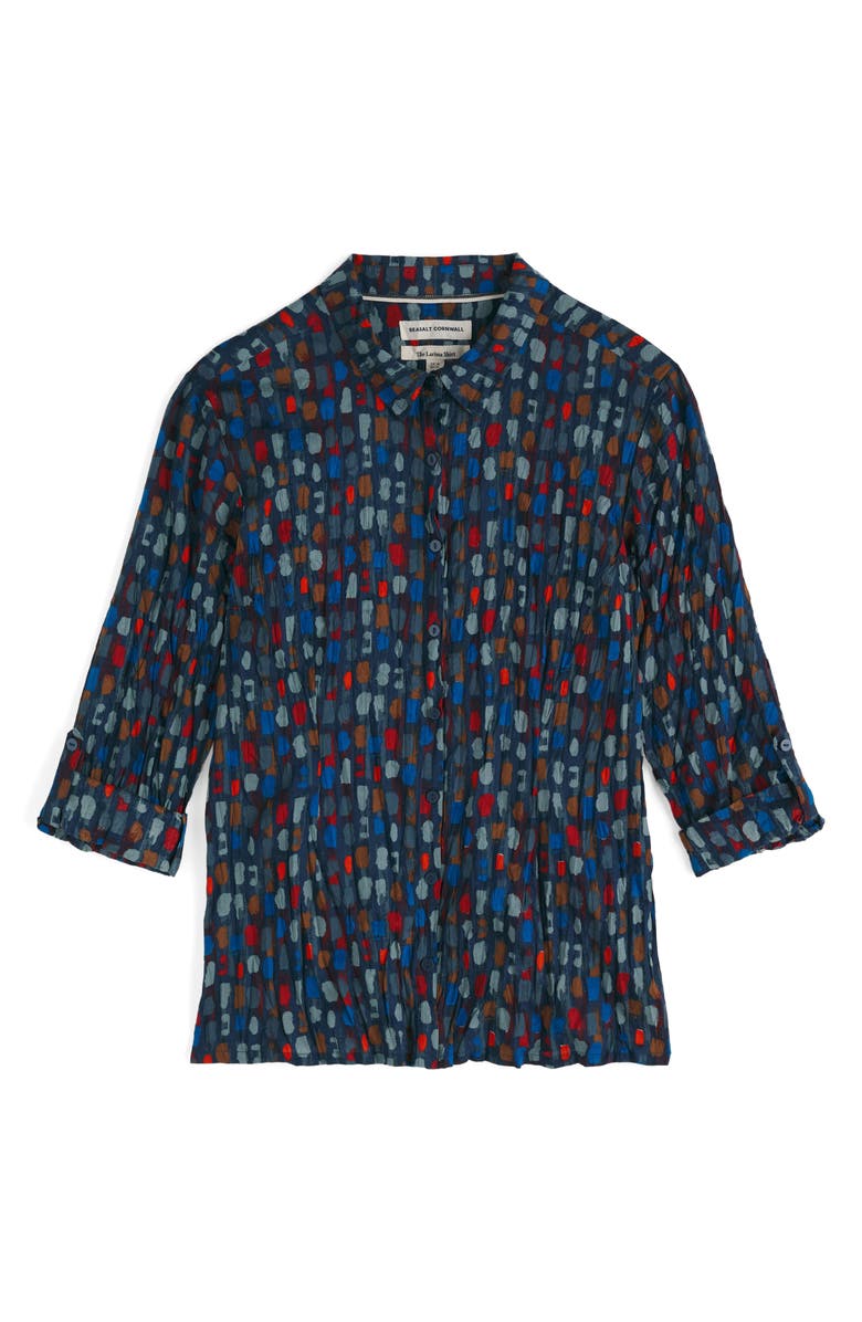 Seasalt Cornwall Larissa Printed Organic Cotton Button-Up Shirt, Alternate, color, Dye Strokes Dark Lugger