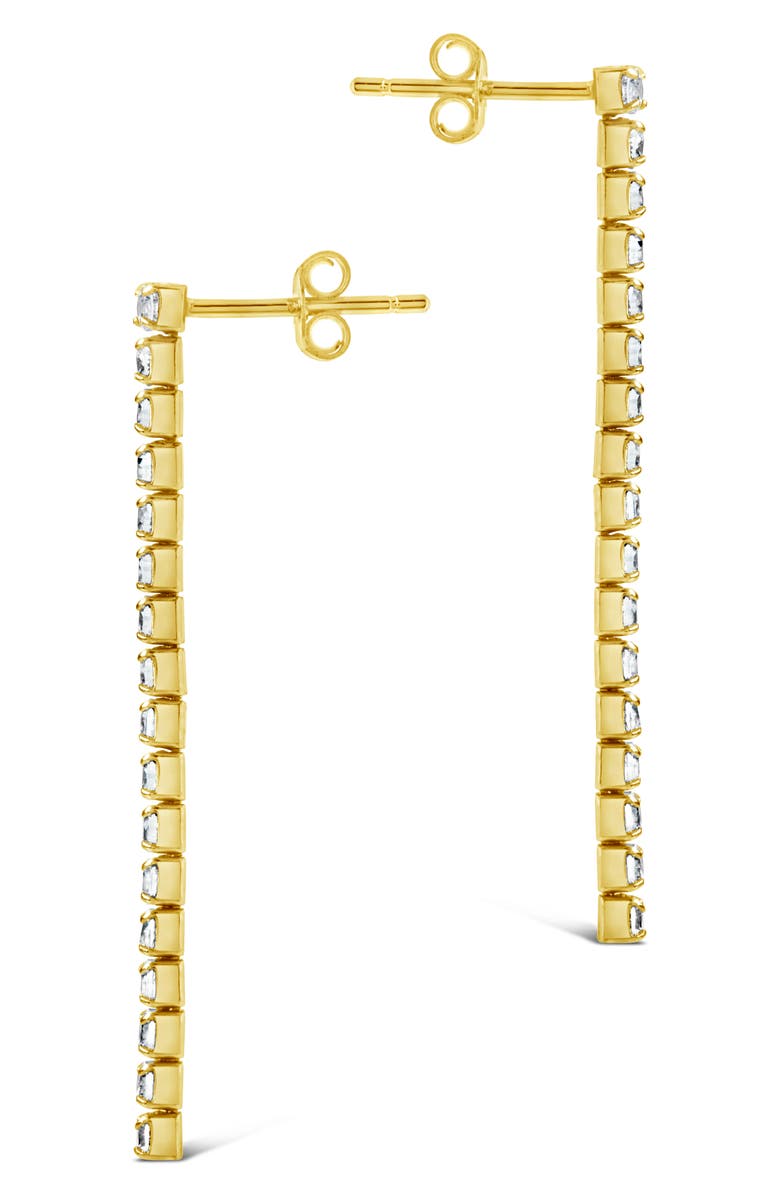 Sterling Forever Sterling Silver Cubic Zirconia Linear Drop Earrings, Alternate, color, Gold