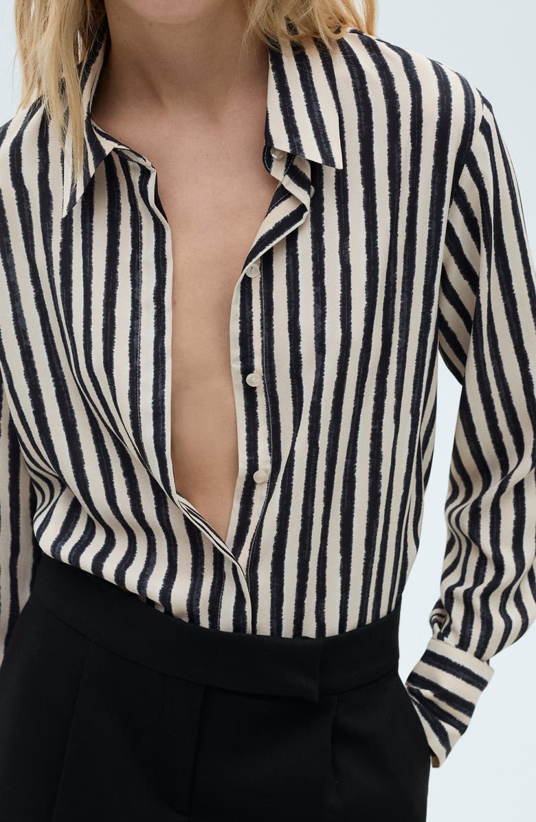 MANGO Stripe Button Front Shirt, Alternate, color, 