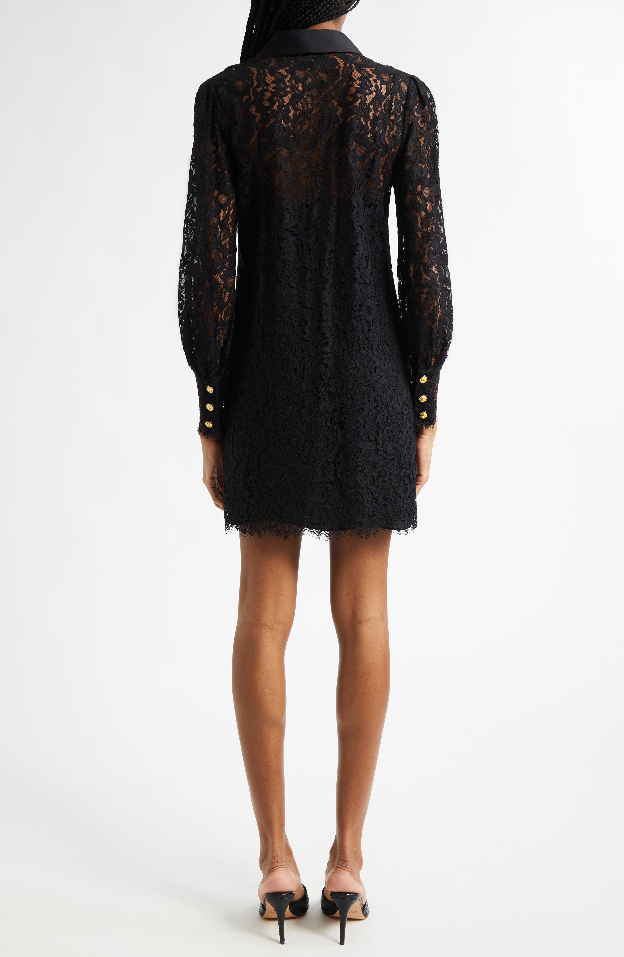 Sakura Lace Long Sleeve Mini Shirtdress - image 2