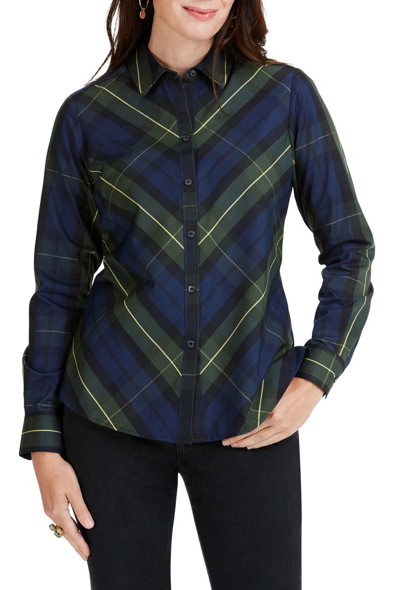 Tina Lenox Tartan Shirt, Main, color, NAVY/ BLACK