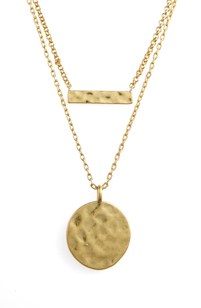 Madewell Hammered Bar & Coin Necklace Set, Main, color, 