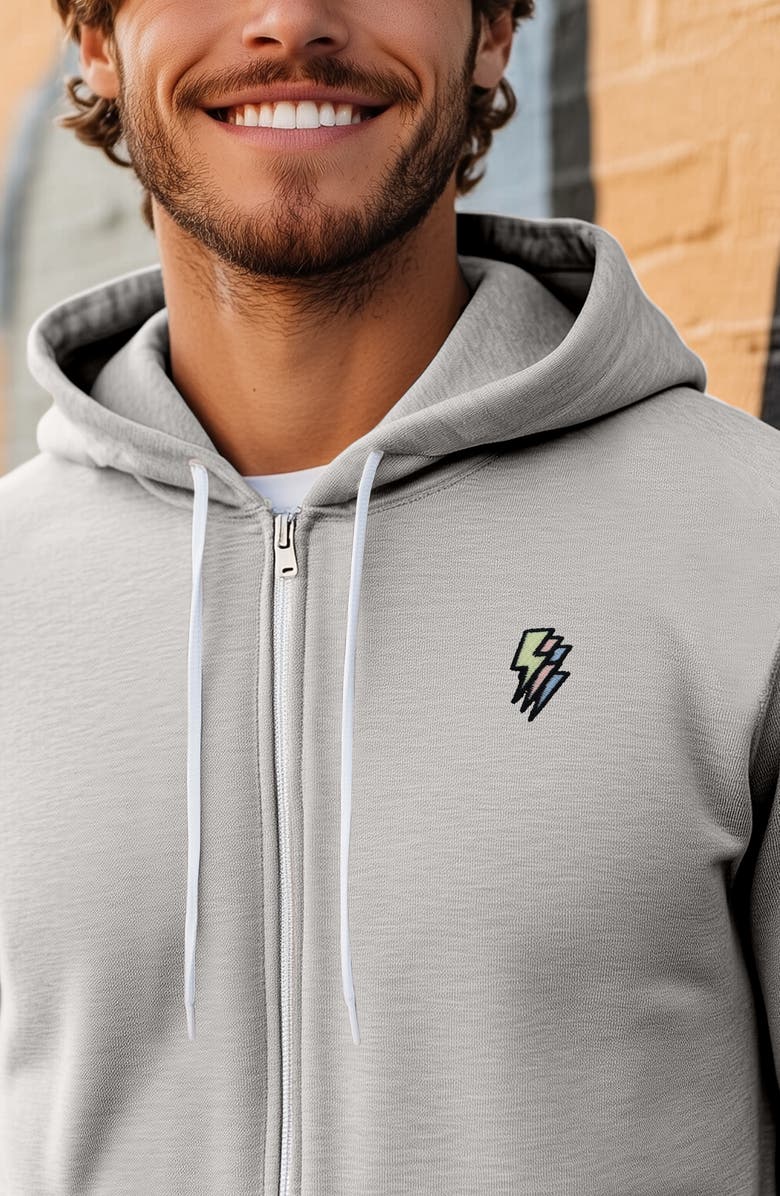 Dalix Lightning Bolt Zip Hoodie, Alternate, color, Silver