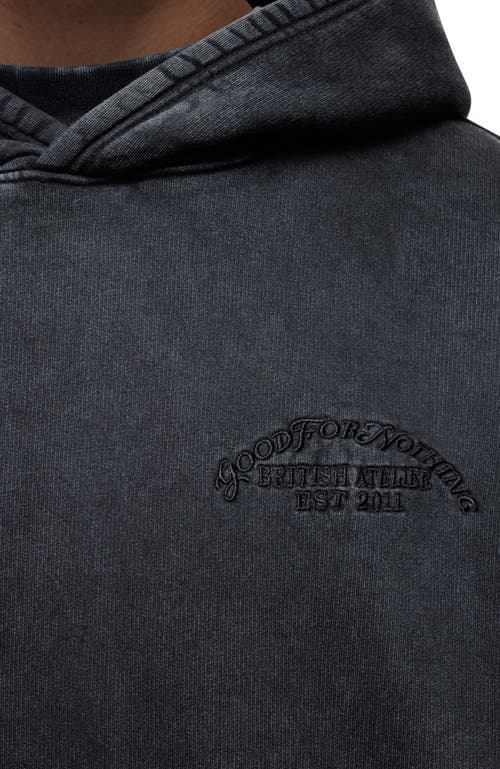 Good For Nothing Vintage Washed Relaxed Hoodie In Black