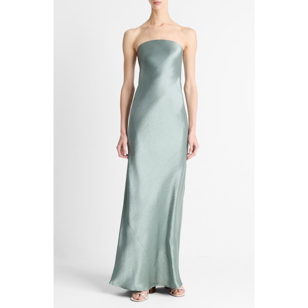Vince Strapless Maxi Dress Clay Sage In Green