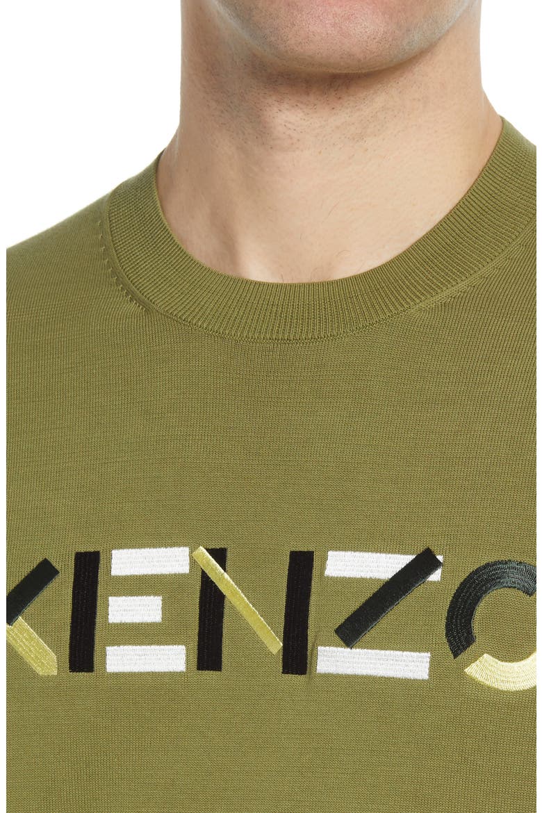 Men's Multico Embroidered Logo Crewneck Sweater, Alternate, color, TAUPE KHAKI
