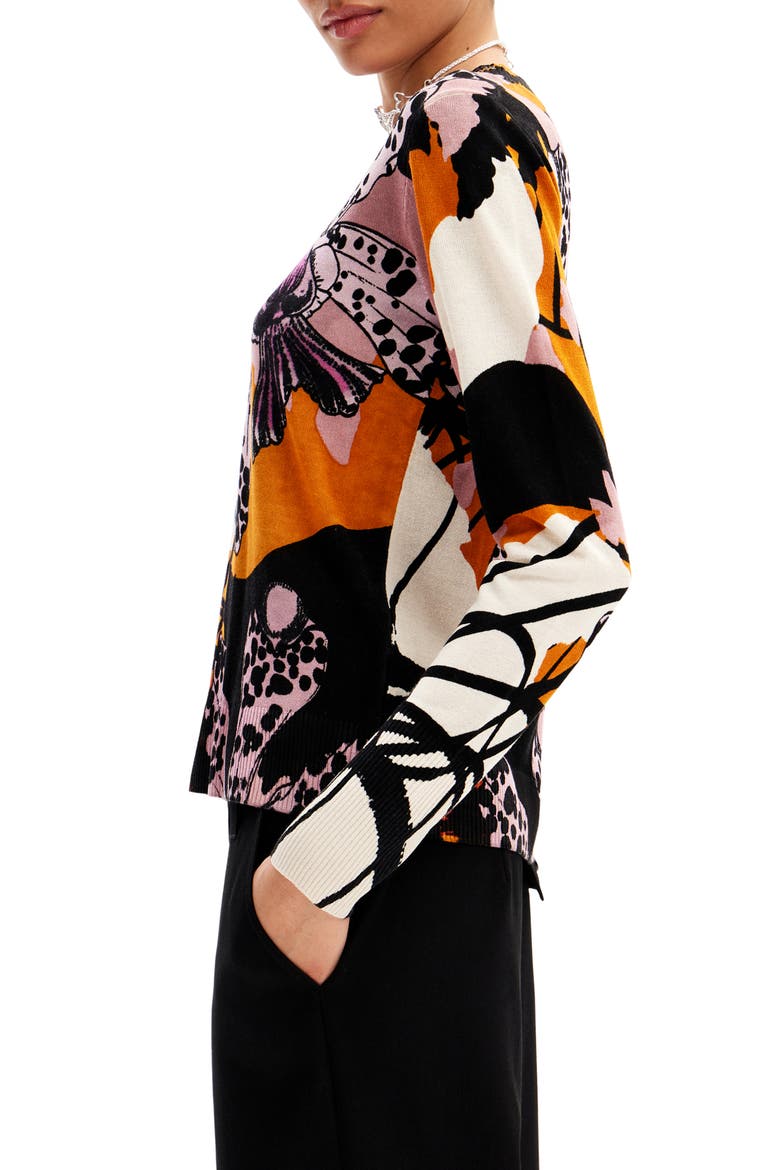 M. Christian Lacroix Orchid Pullover, Alternate, color, IVORY/ BLACK MULTI