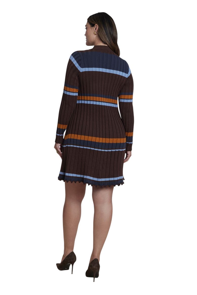 Striped Rib Knit Mini Dress (plus), Alternate, color, AUTUMN STRIPE