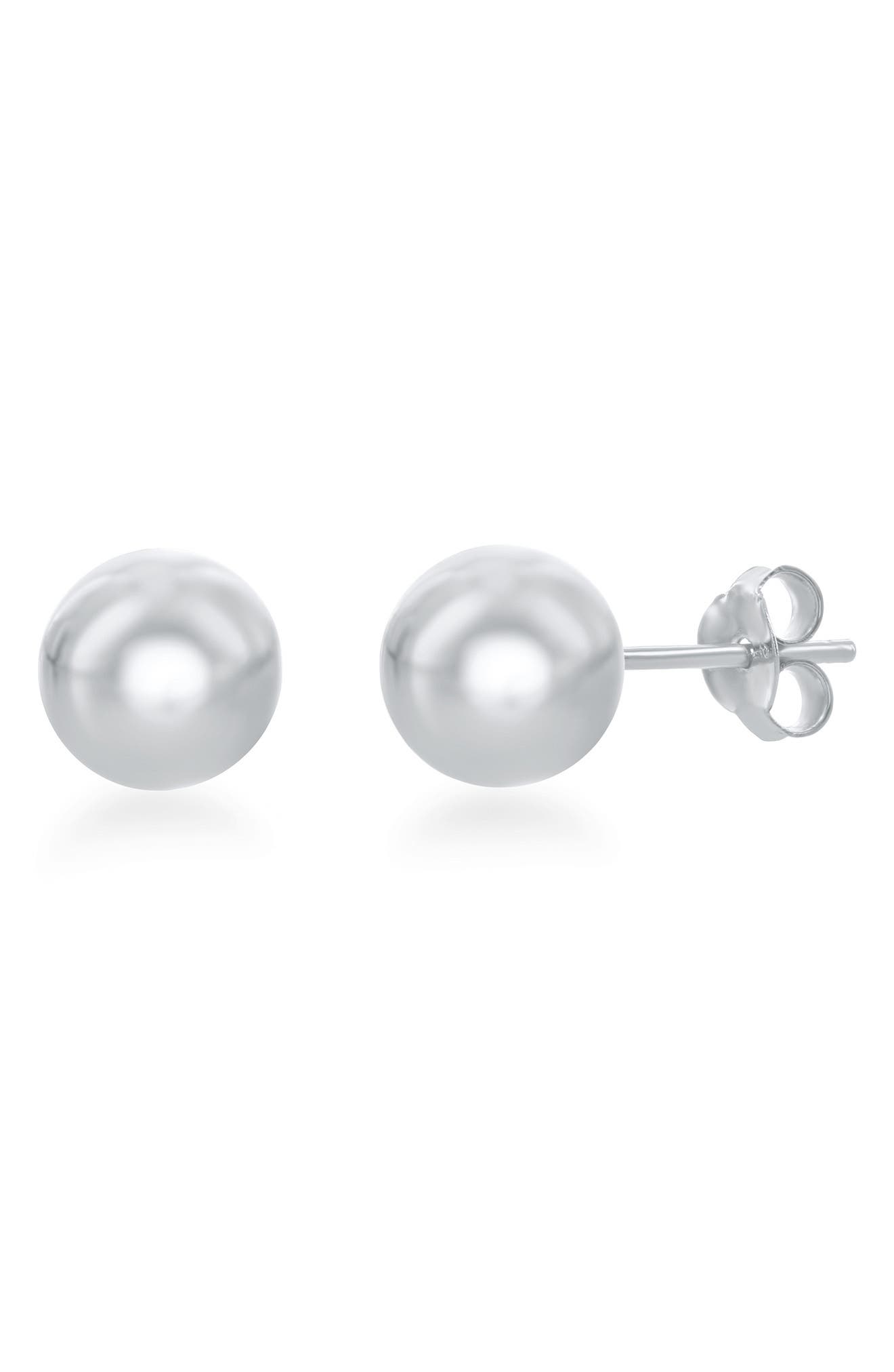 SIMONA Sterling Silver 8mm Ball Stud Earrings