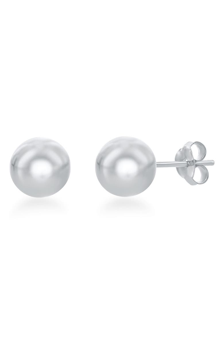 SIMONA Sterling Silver 8mm Ball Stud Earrings, Main, color, Silver