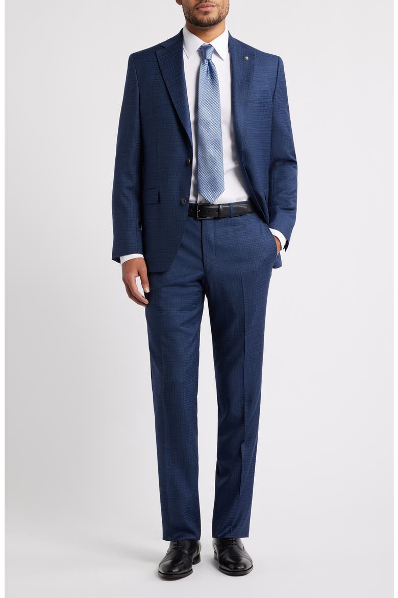 Esprit Contemporary Fit Navy Screen Weave Super 130s Wool Suit, Main, color, NAVY