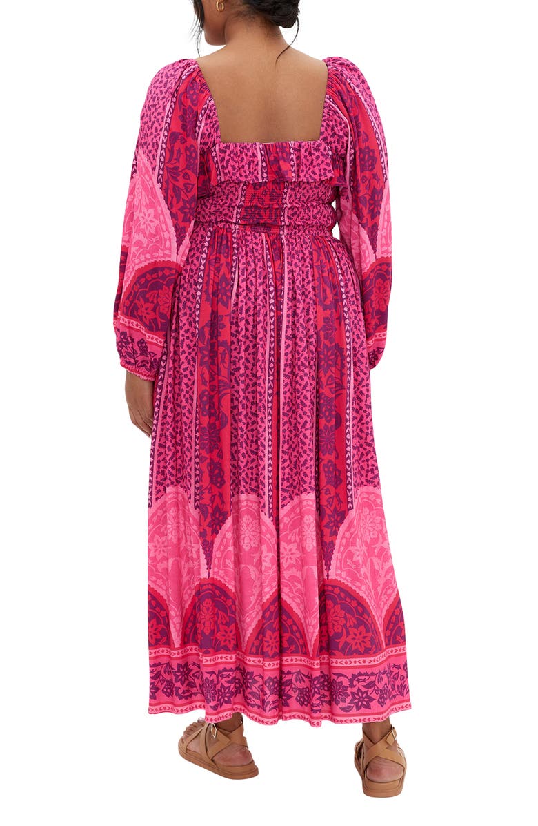 City Chic Estelle Print Long Sleeve Maxi Dress, Alternate, color, Field Of Dreams