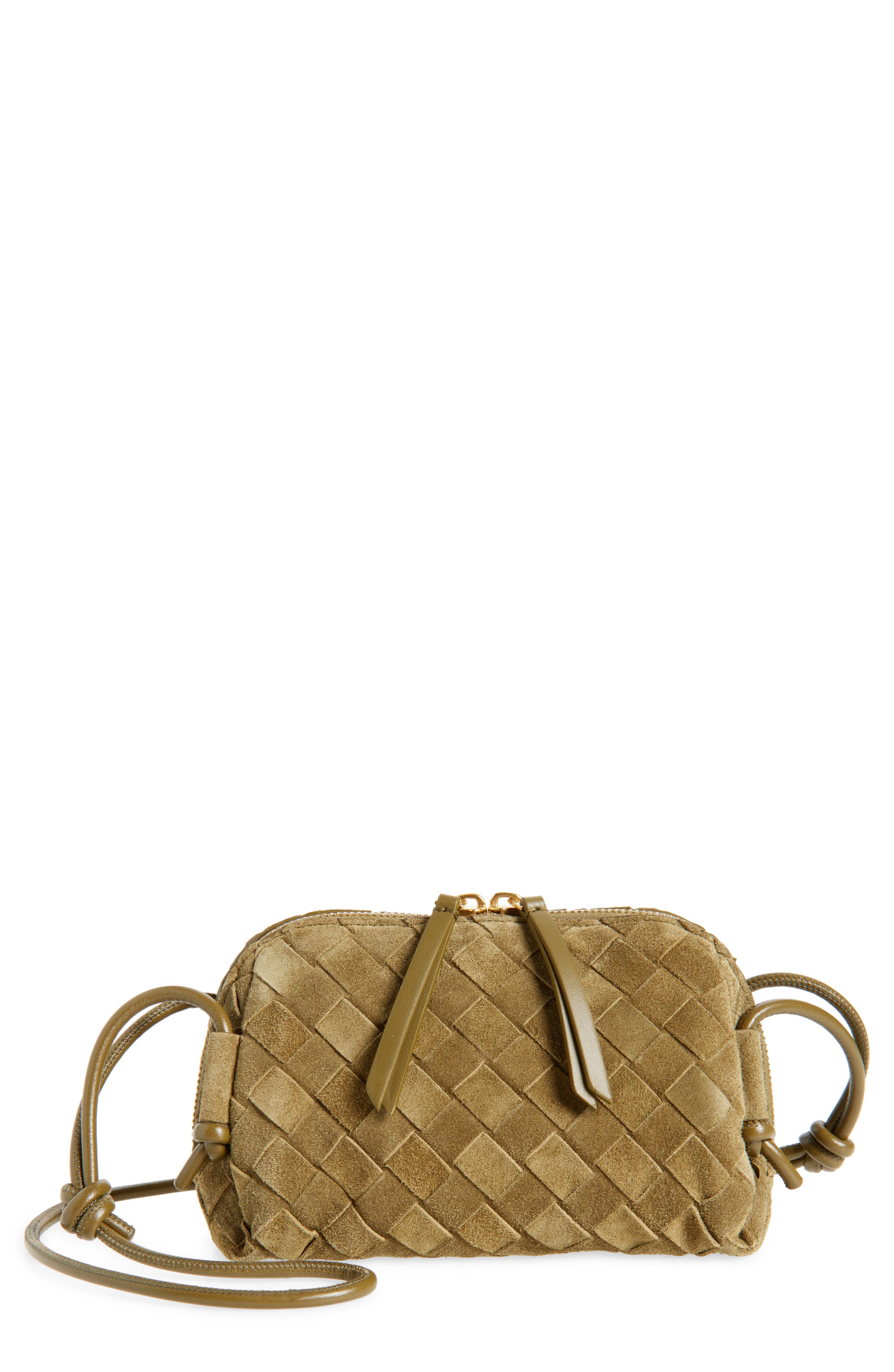 Bottega Veneta Concert Intrecciato Leather Pouch Shoulder Bag, Main, color, 2856 Mud-Gold