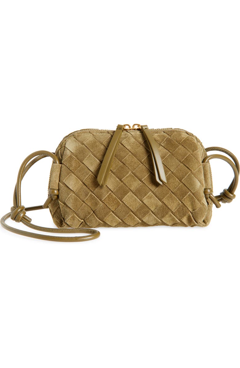 Bottega Veneta Concert Intrecciato Leather Pouch Shoulder Bag, Main, color, 2856 Mud-Gold