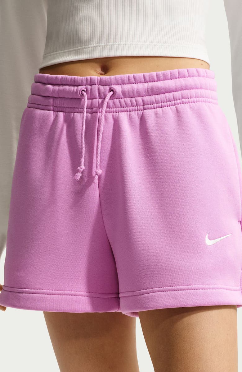 Nike Sportswear Phoenix Fleece Mid-Rise 4-Inch Shorts, Alternate, color, Light Magenta/ Sail