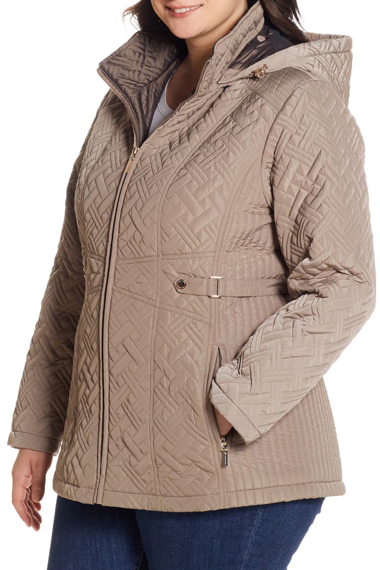 Quilted Jacket with Removable Hood, Alternate, color, MUSHROOM