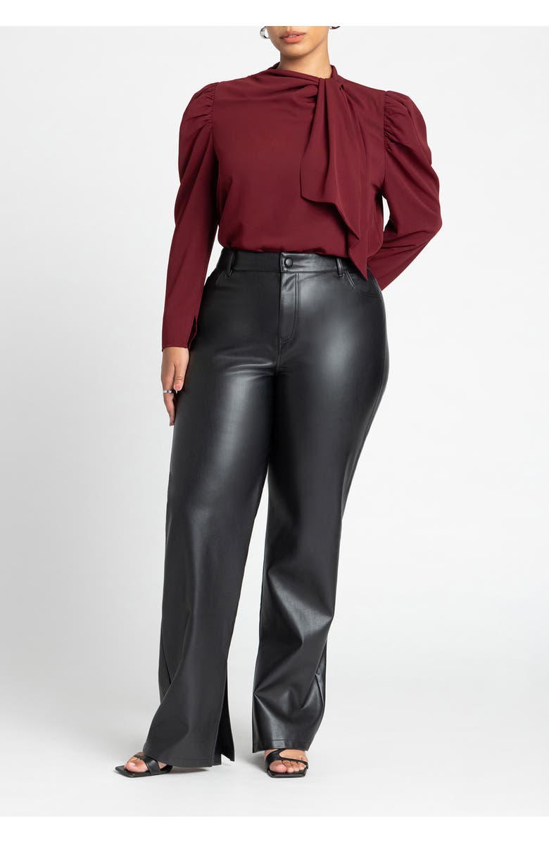 ELOQUII Drape Front Blouse, Alternate, color, Zinfandel