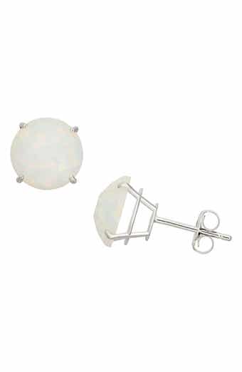 FZN 10K White Gold Solitaire Stud Earrings