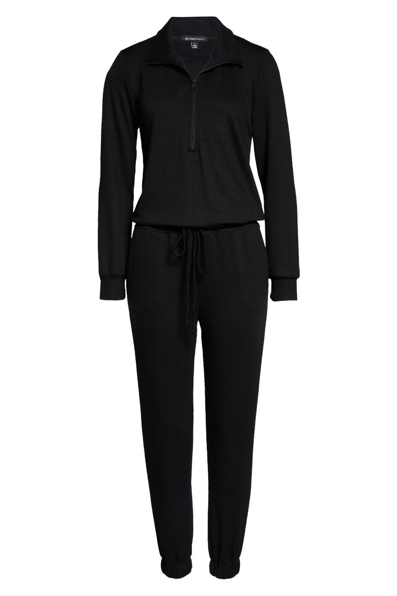 Ski Weekend Half Zip Jumpsuit, Alternate, color, BLACK