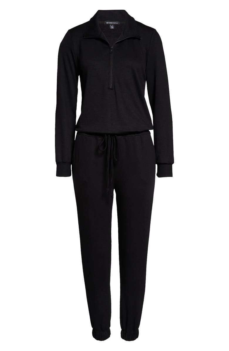 Beyond Yoga Ski Weekend Half Zip Jumpsuit, Alternate, color, Black