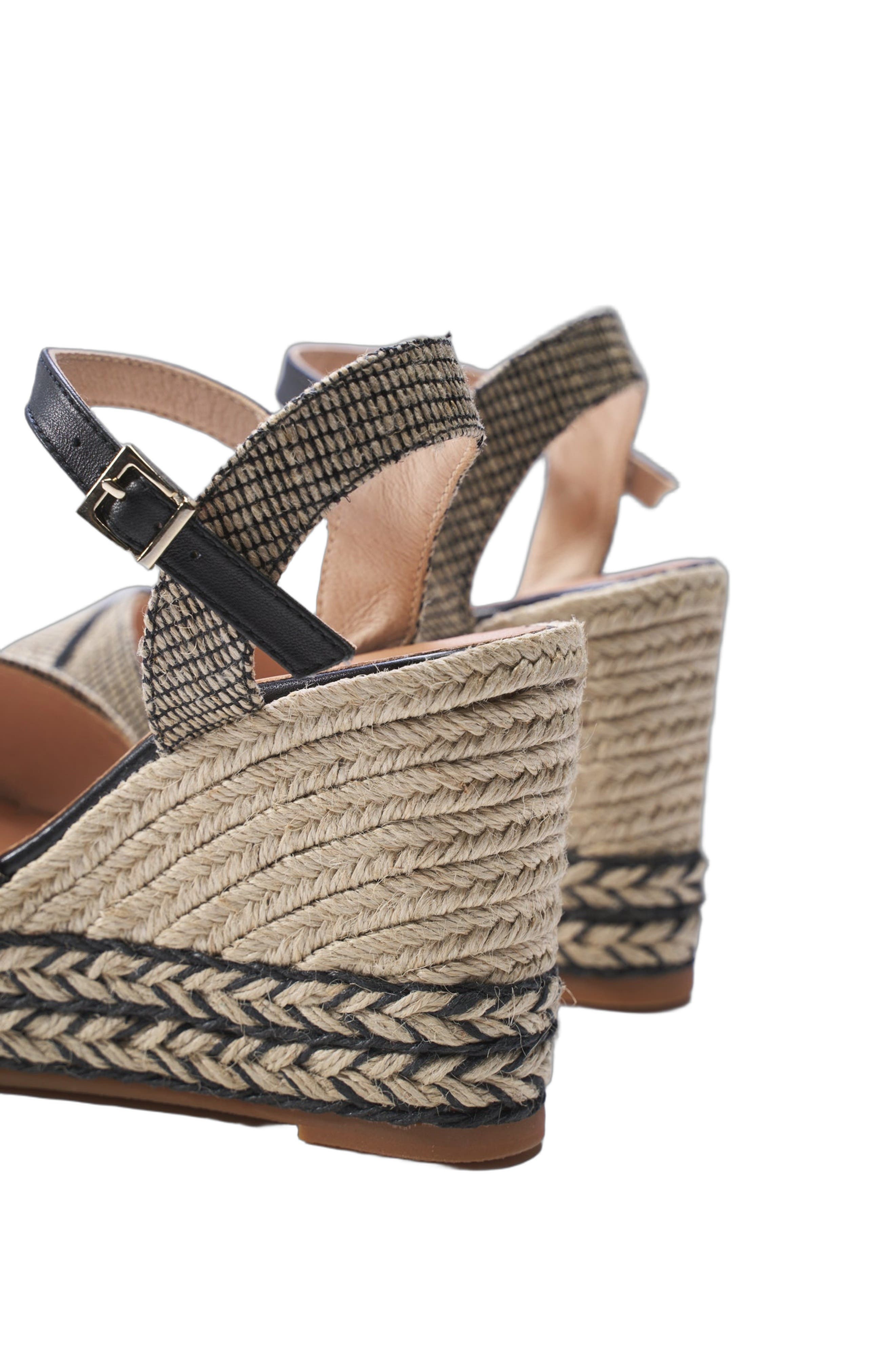VISCATA Empuria Canvas Espadrille Sandal Wedges, Alternate, color, Black