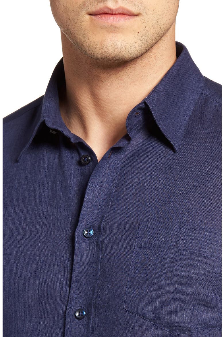 Men's Linen Solid Shirt, Alternate, color, NAVY