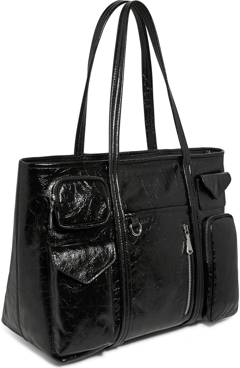 AIMEE Renegade Large Patent Leather Laptop Tote, Alternate, color, Black Crinkle