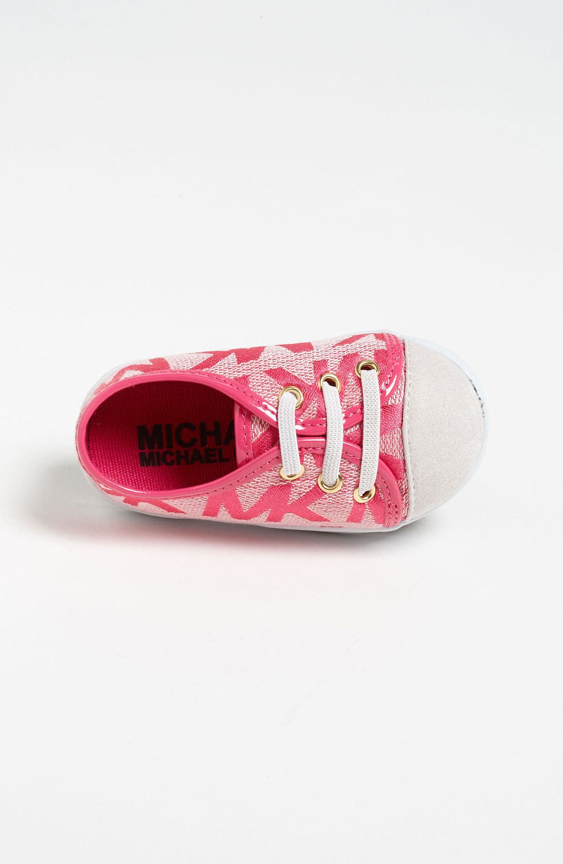 'Baby Monogram' Crib Shoe, Alternate, color, FUCHSIA MULTI