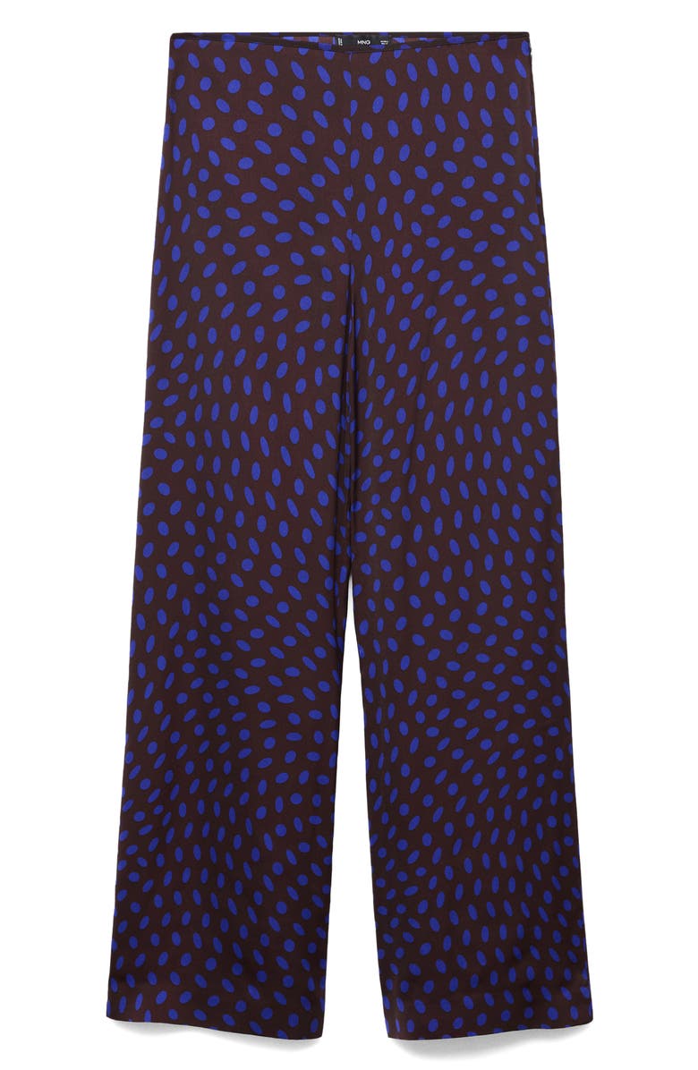 MANGO Polka Dot Flare Leg Pants, Alternate, color, Brown