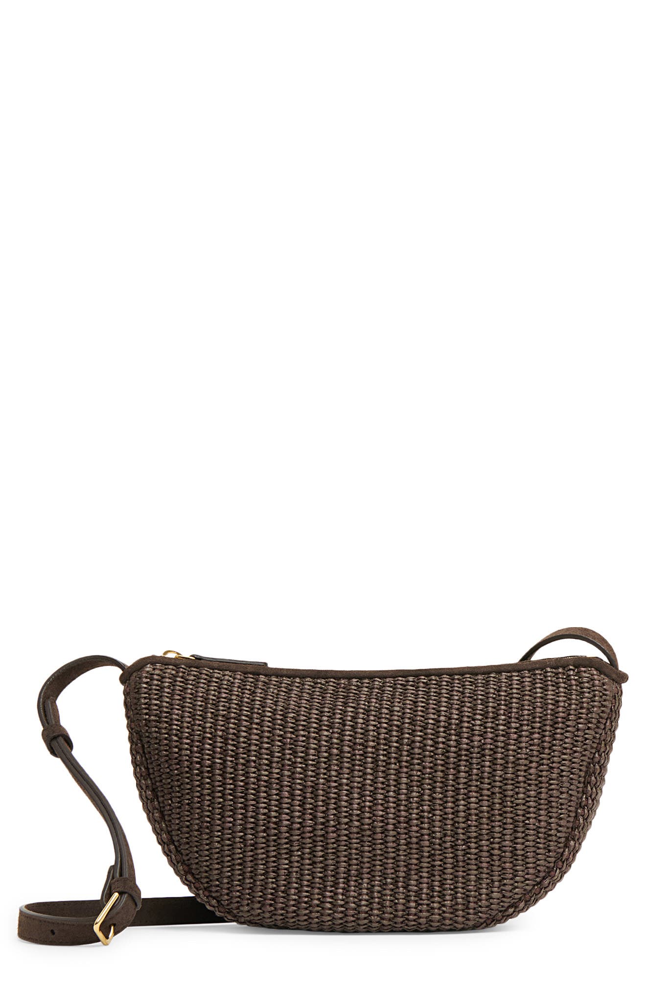 Moon Raffia Sling Bag, Main, color, EBONY