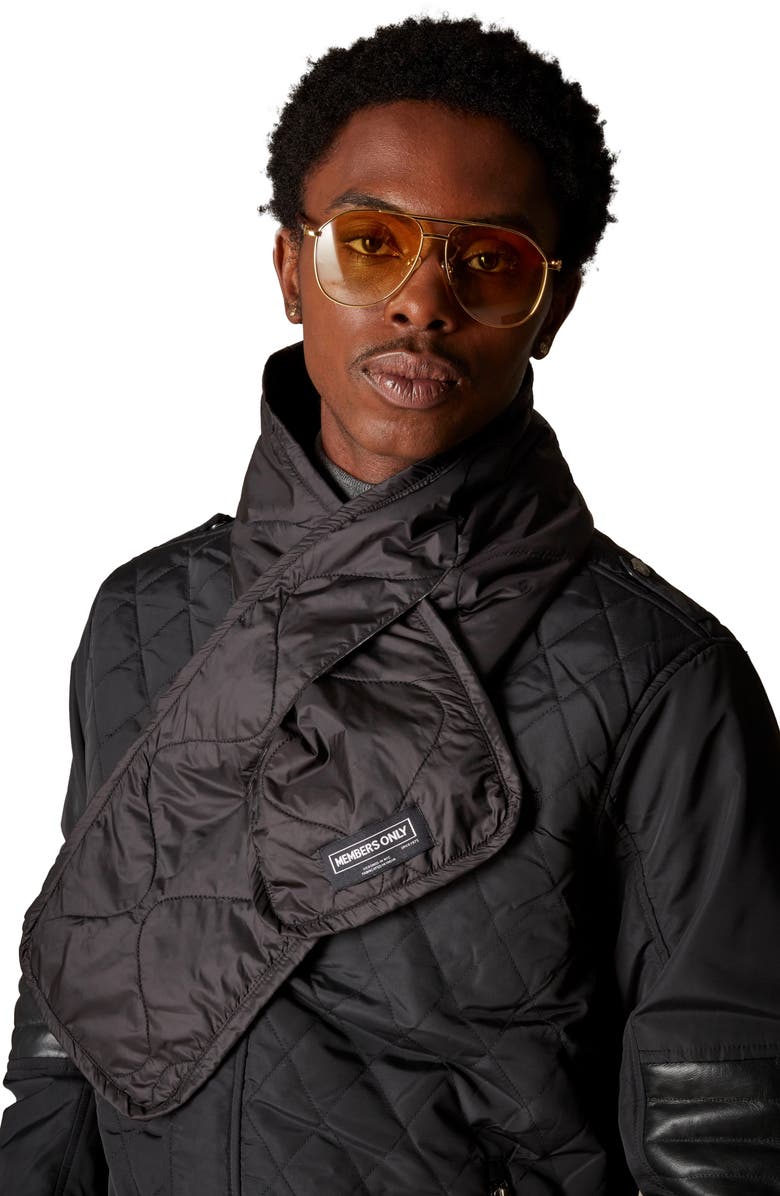 Members Only Quilted Scarf, Alternate, color, Black