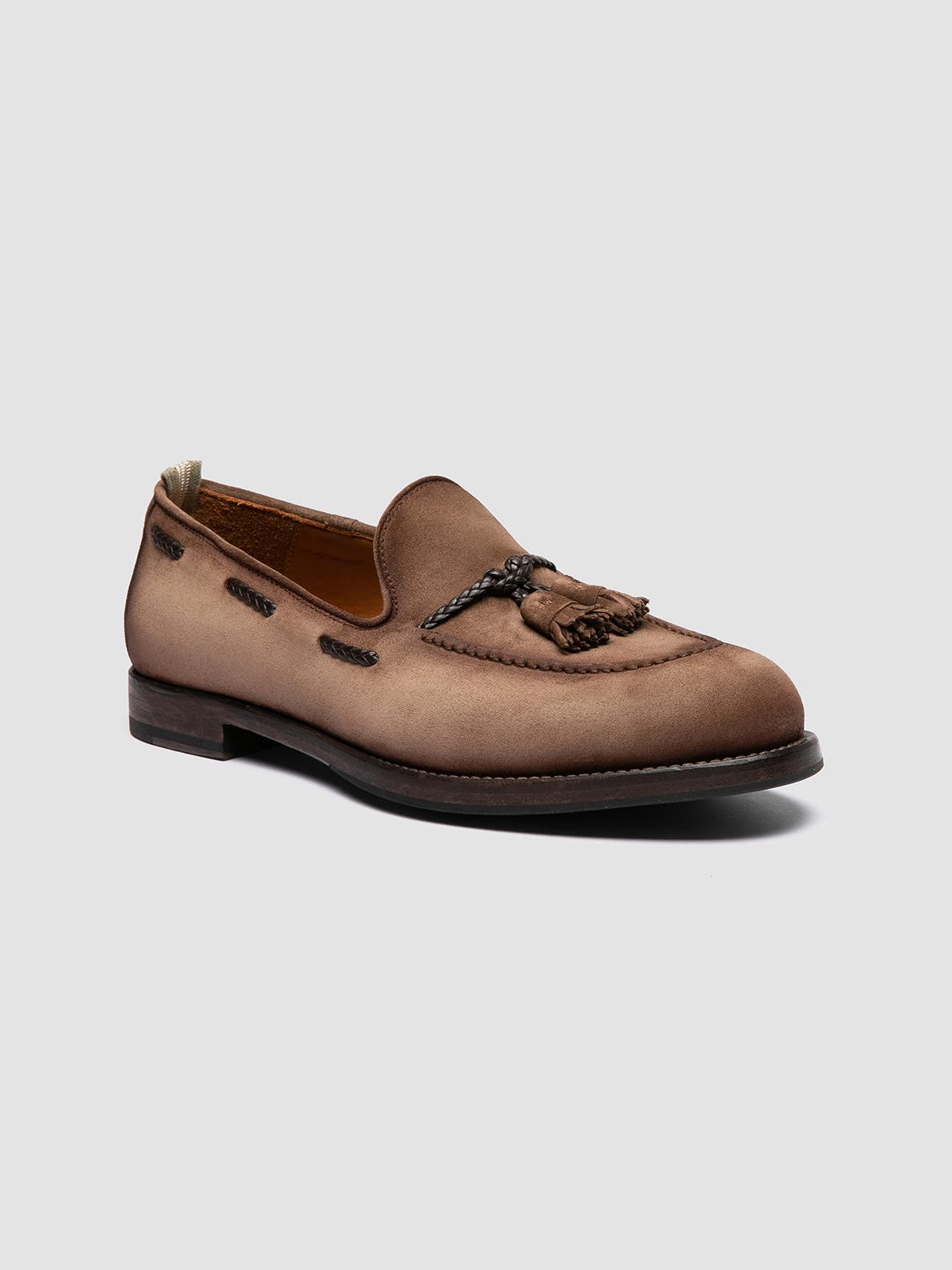 Ivies 002 Leather Tassel Loafers, Alternate, color, Taupe