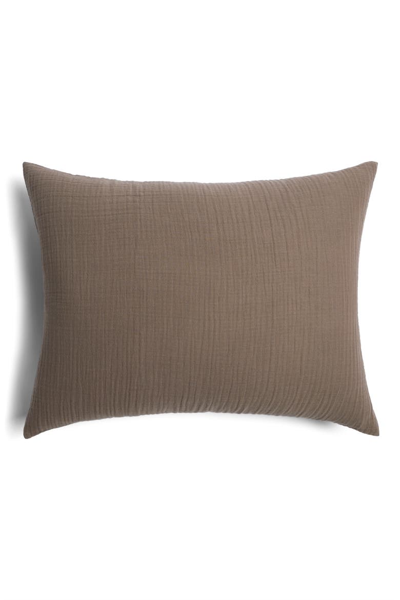 Set of 2 Cloud Organic Cotton Gauze Shams, Alternate, color, WARM GREY