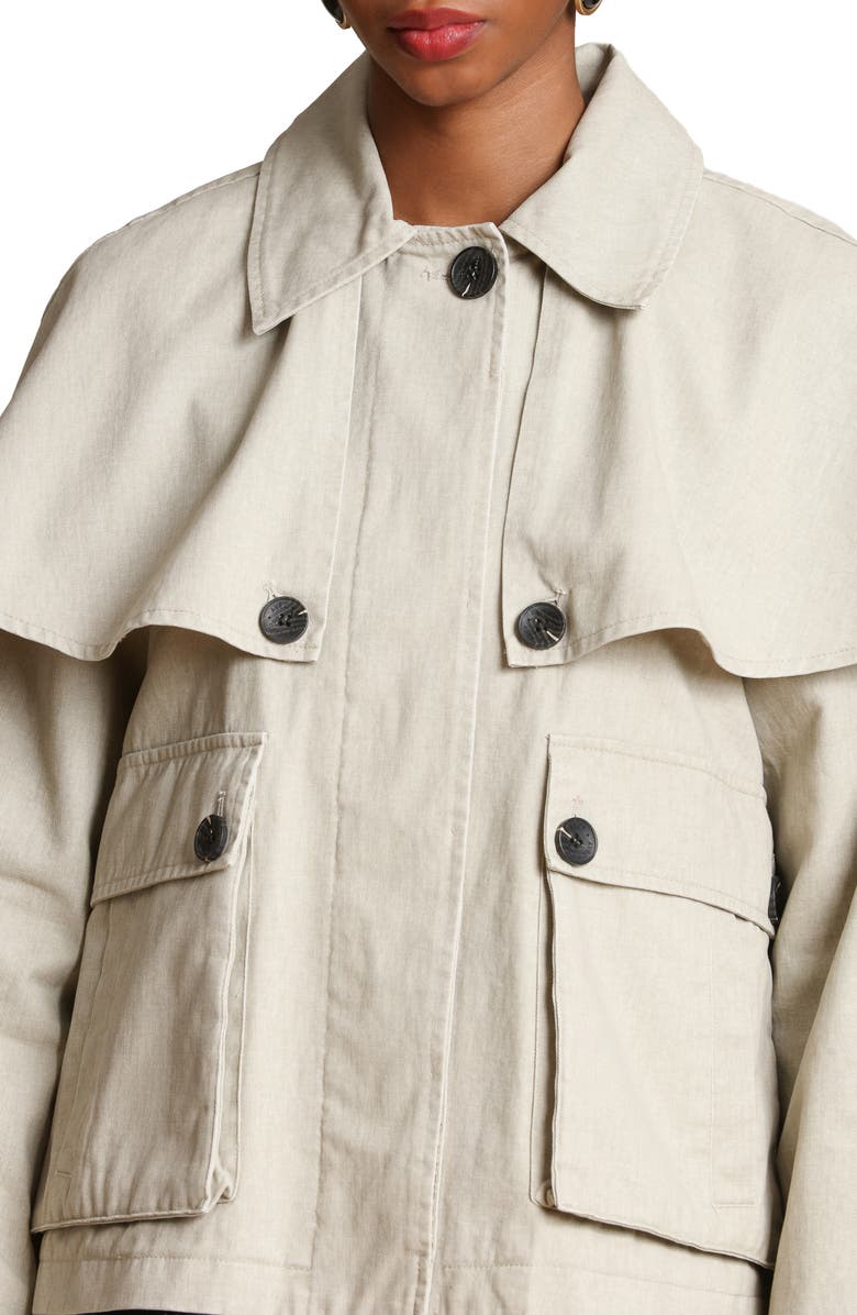 Avec Les Filles Cape Detail Cotton Jacket, Alternate, color, Limestone