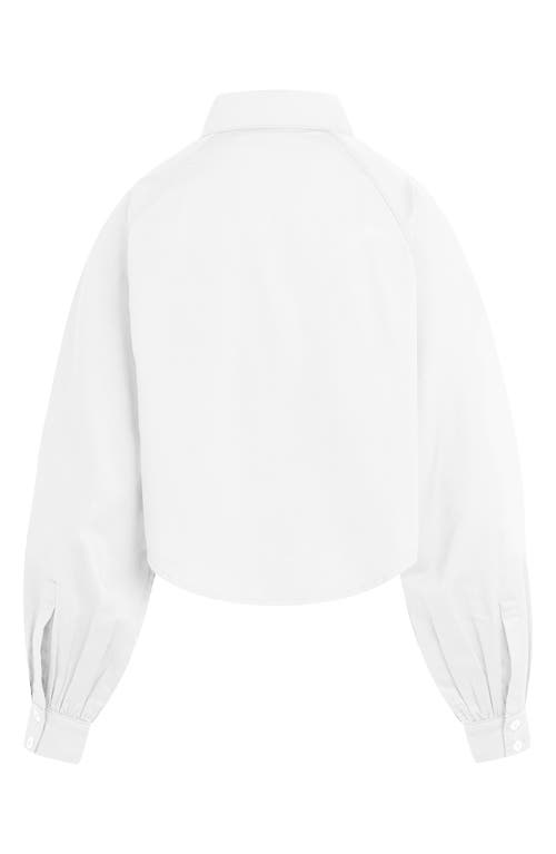 Hudson Jeans Raglan Balloon Sleeve Button-down Top In White