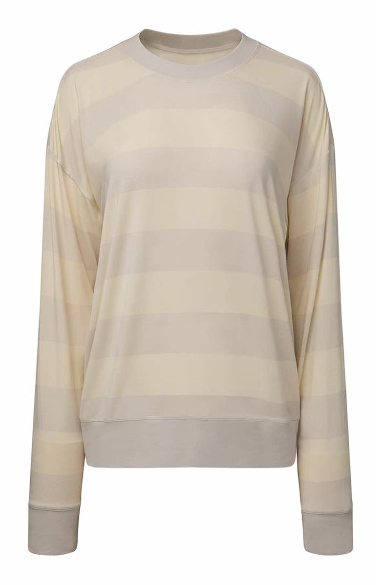 WeWoreWhat Oversized Long Sleeve Crewneck Top, Main, color, Cloudgry/Ivory