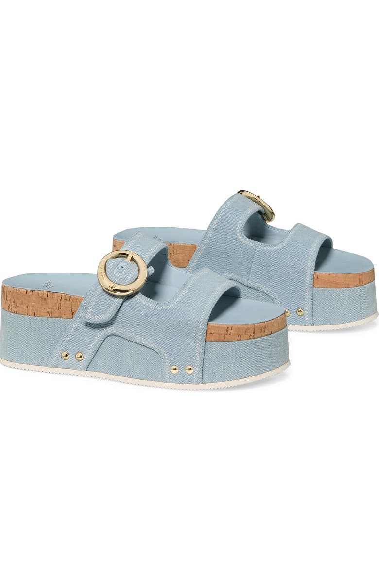 Kate Spade New York two-strap denim platform sandal, Alternate, color, Extra Light Denim