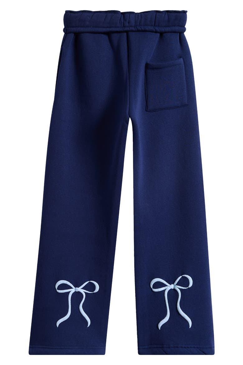 Kids' Puff Print Bow Wide Leg Pants, Alternate, color, NAVY