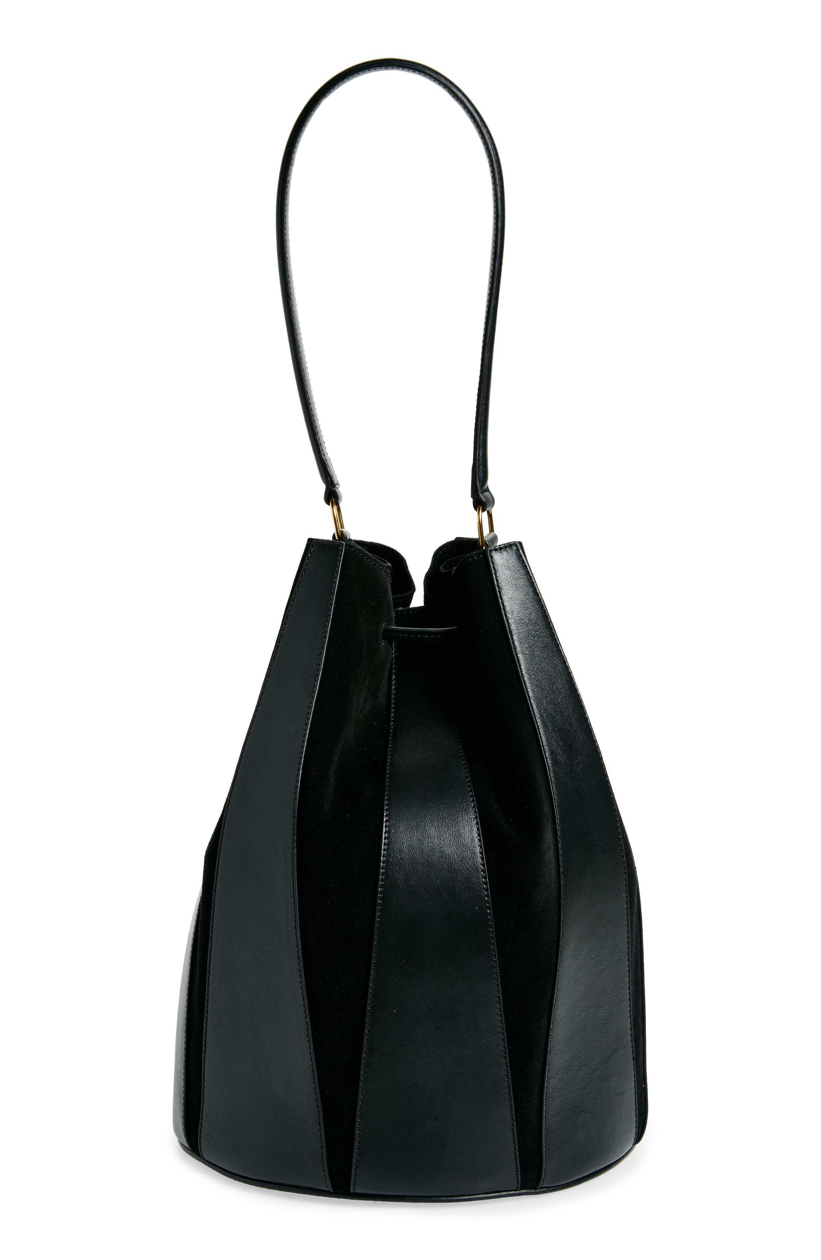 Altuzarra Large Drum Canvas & Leather Bucket Bag, Alternate, color, 
