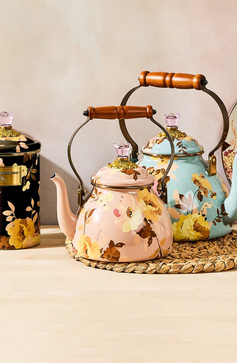 MACKENZIE CHILDS Wild Rose Mauve 2-Quart Tea Kettle, Alternate, color, Mauve