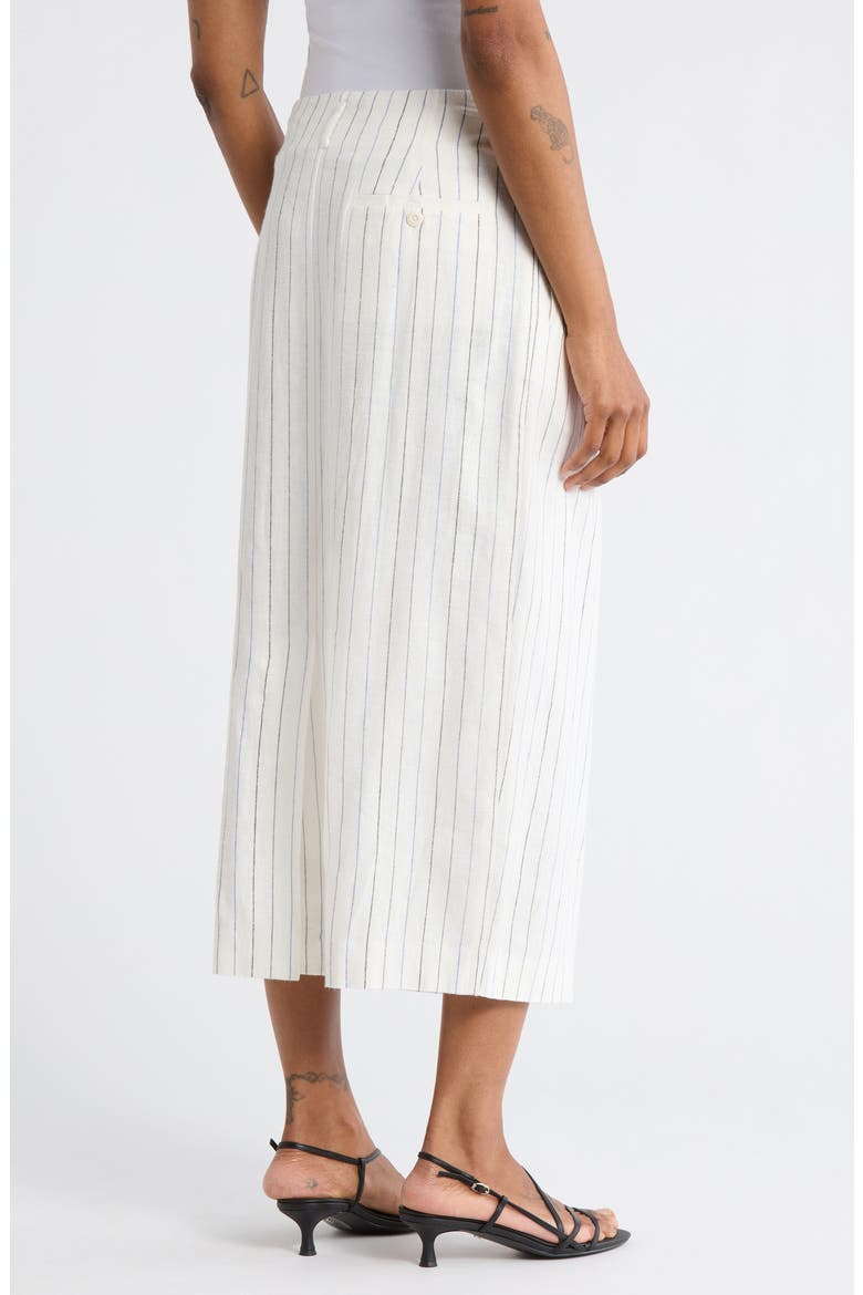 The Pleated Linen Blend Column Skirt, Alternate, color, CREAM PINSTRIPE