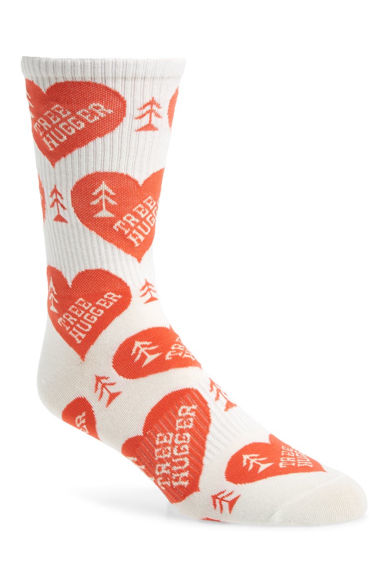 Tree Hugger Socks, Main, color, WHITE AND RED
