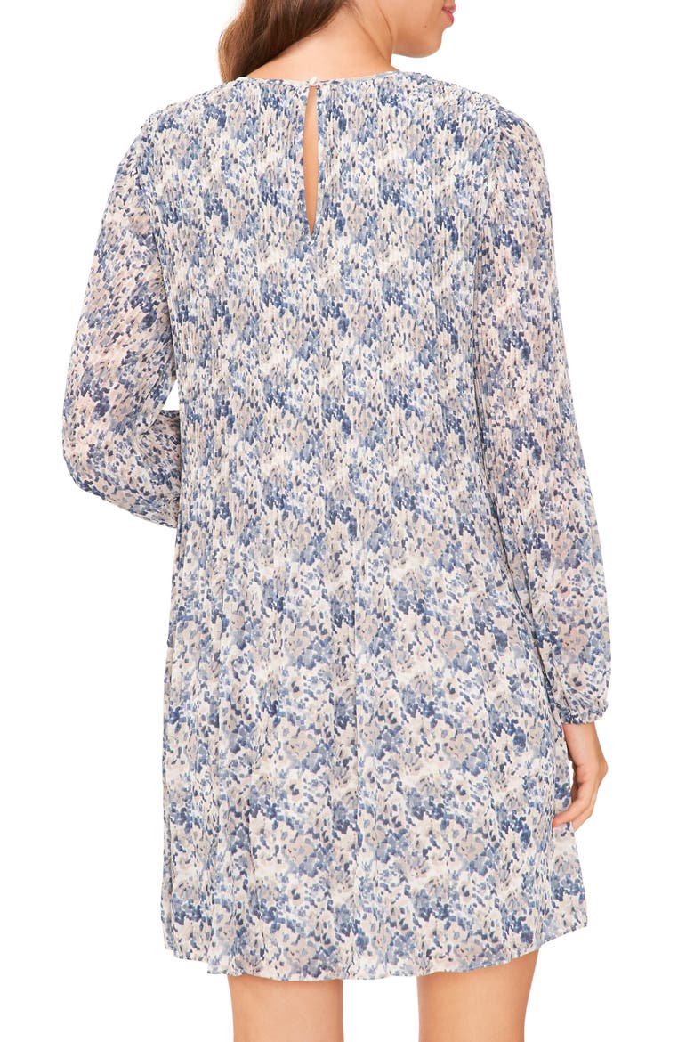 Plissé Long Sleeve Dress, Alternate, color, SHADOW BLUE