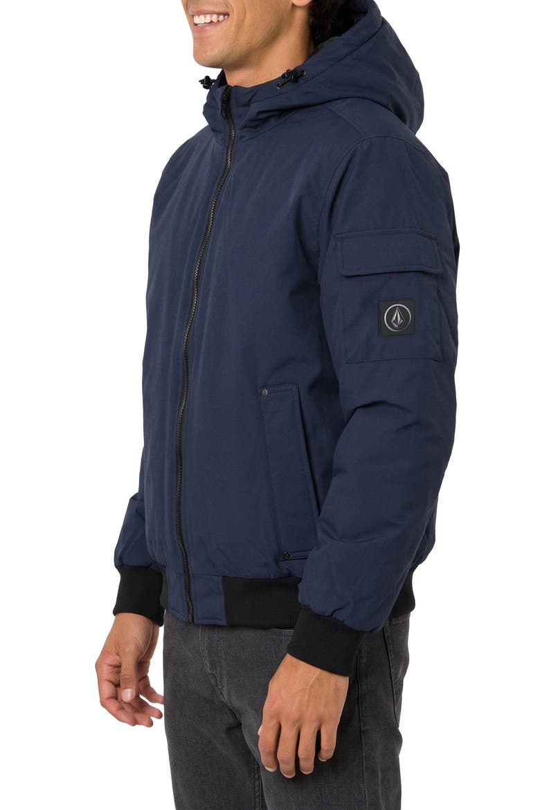 Heavy Weight Water Resistant Hooded Bomber Jacket, Alternate, color, NAVY