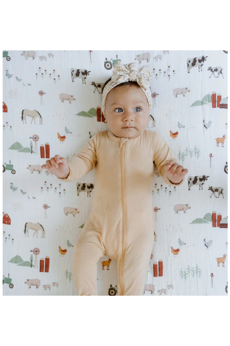 Cotton Muslin Crib Sheet, Alternate, color, FARMYARD