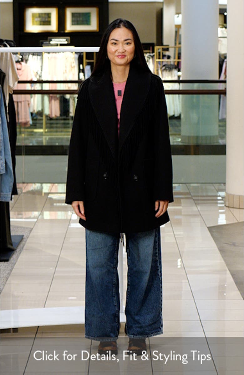 Fringe Shawl Collar Coat, sales video thumbnail