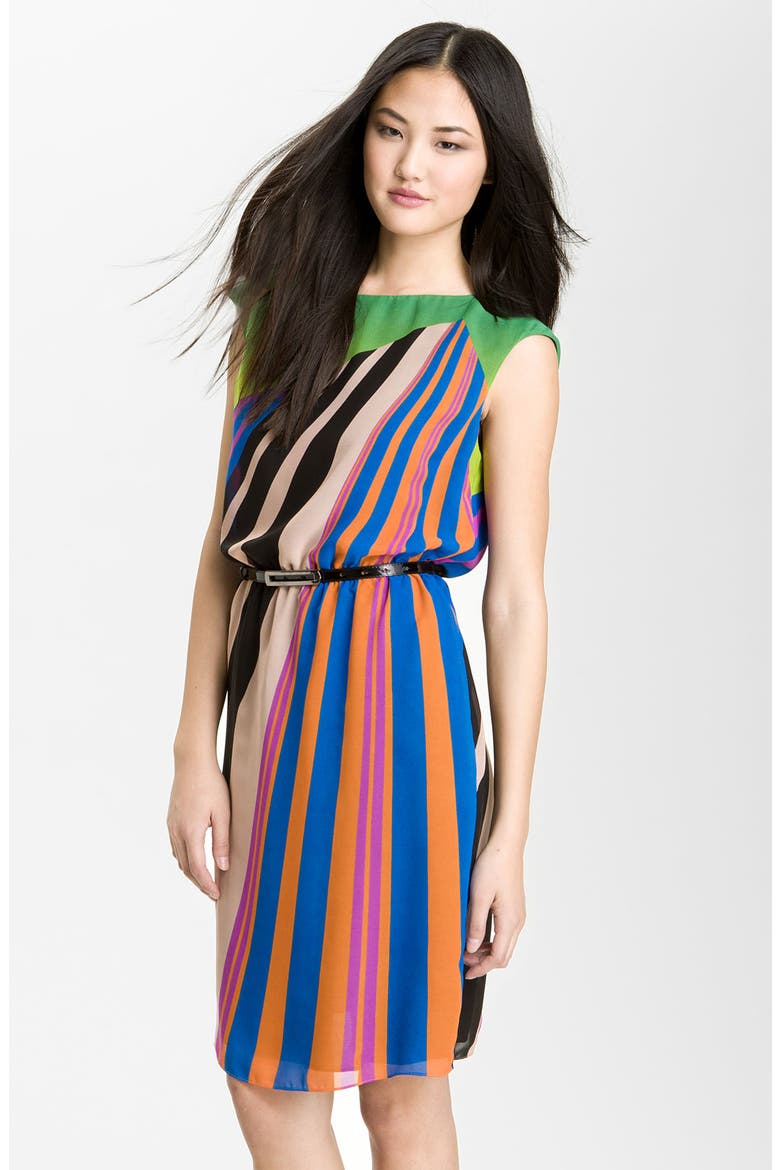 Print Chiffon Day Dress, Main, color, MULTI